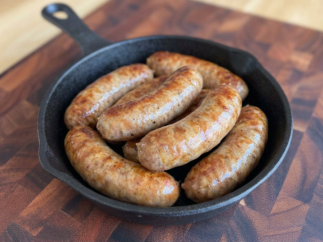 Coarser Cumberland sausages with a more distinct arrangement